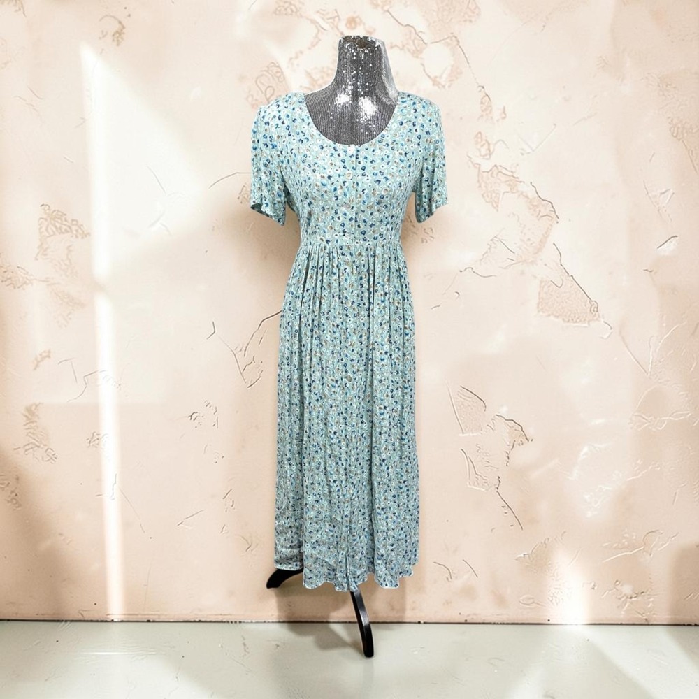 Vintage Molly Malloy Floral Button Front Tie Back Maxi Dress Size 6 Cottagecore